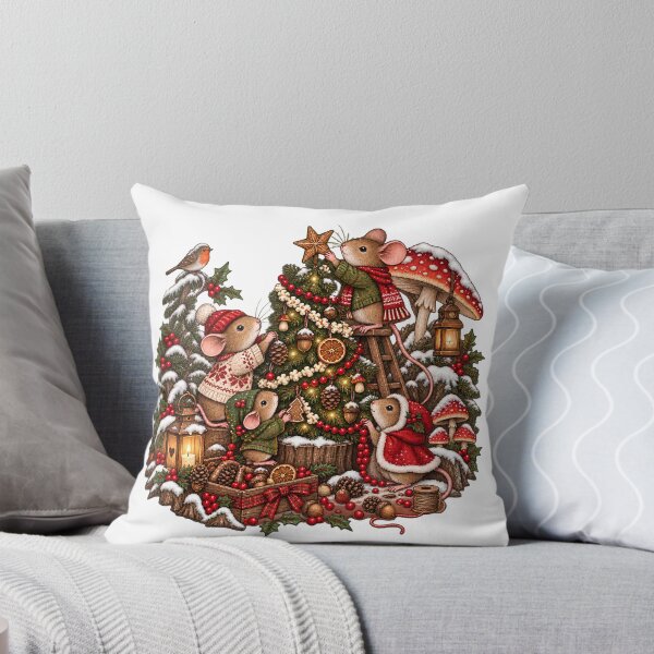 Item preview, Cozy Mice Decorating Christmas Tree - Cottagecore Goblincore Woodland Yule Mouse designed and sold by Neurospicy Trolls.
