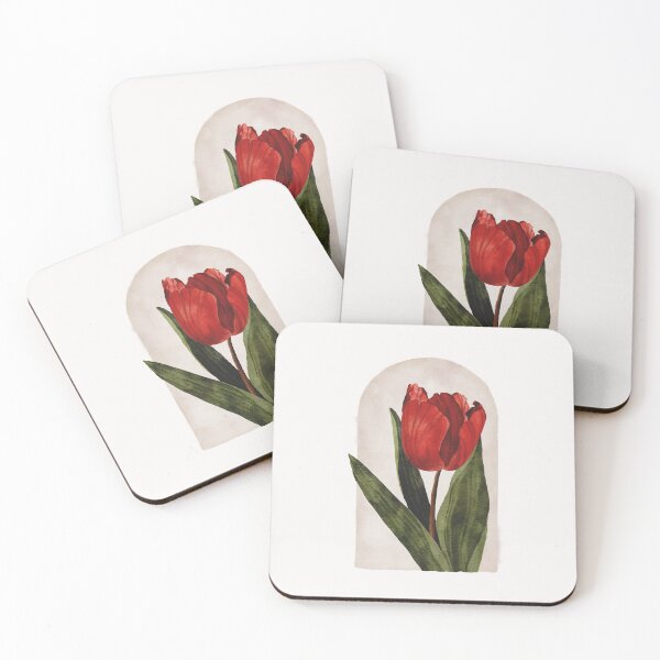 Item preview, Red tulip watercolour floral art  designed and sold by moteemade.