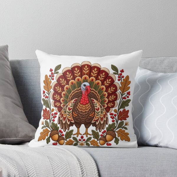 Item preview, Embroidered Thanksgiving Turkey - Folk Art Fall Autumn designed and sold by Neurospicy Trolls.