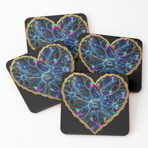 Item preview, Cosmic Neuron Network Heart - Psychedelic All-Seeing Eye World designed and sold by Breezes-of-Ida.