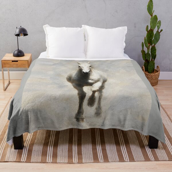Item preview, White Horse in Mist – Serene Equine Portrait designed and sold by RamyGallery.