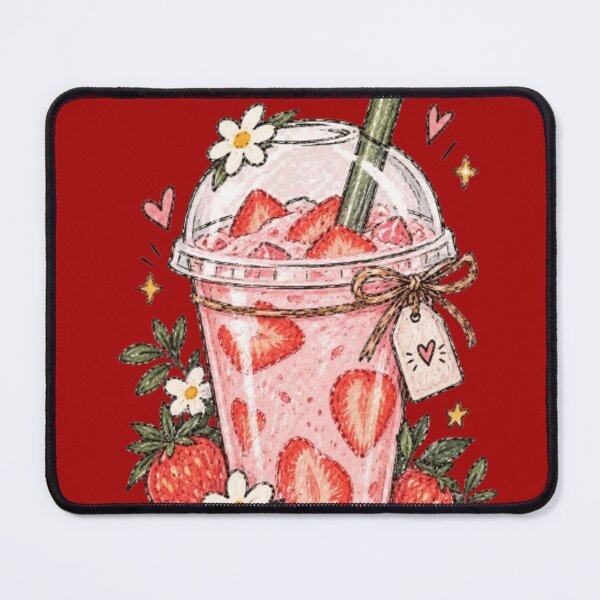 Item preview, Strawberry Milk Drink Cute Hand Drawn Floral Summer designed and sold by designbyuzi.