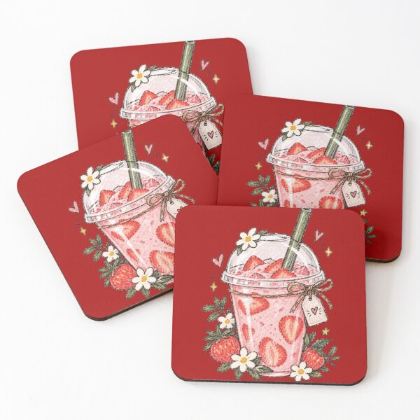 Item preview, Strawberry Milk Drink Cute Hand Drawn Floral Summer designed and sold by designbyuzi.