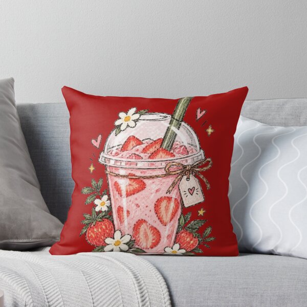 Item preview, Strawberry Milk Drink Cute Hand Drawn Floral Summer designed and sold by designbyuzi.