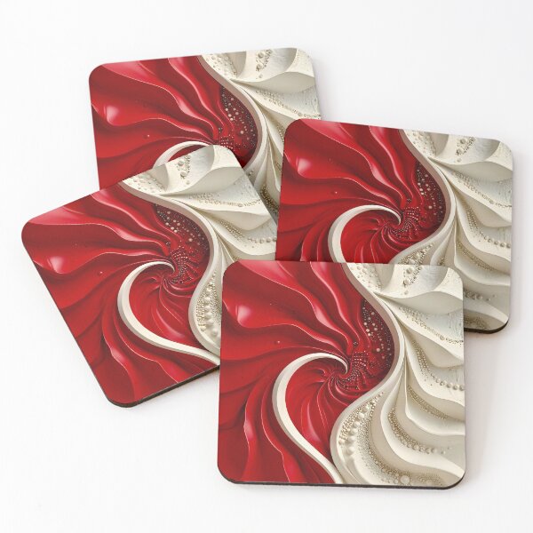 Item preview, Ruby Red and Ivory Porcelain Waves designed and sold by Vicky Brago-Mitchell®.