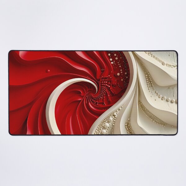 Item preview, Ruby Red and Ivory Porcelain Waves designed and sold by Vicky Brago-Mitchell®.