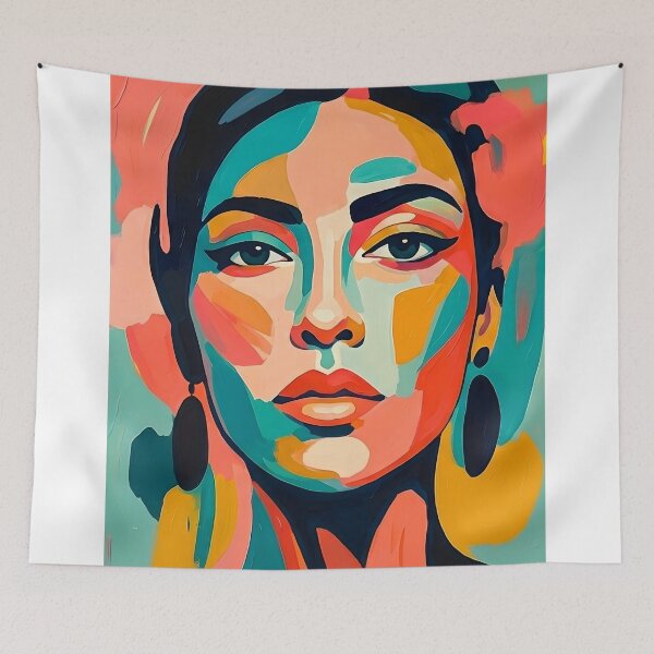 Item preview, Vibrant Gaze - Colorful Modern Pop Art Woman Portrait Canvas designed and sold by robertronda1.