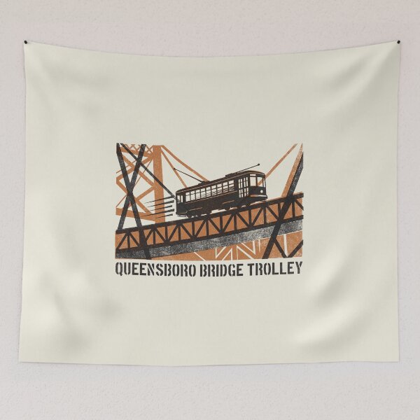 Item preview, Queensboro Bridge Trolley Vintage NYC Transit Graphic designed and sold by KiwiRider.