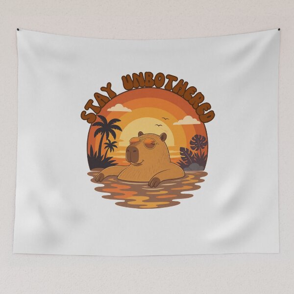 Item preview, Stay Unbothered Capybara Retro Sunset Beach designed and sold by Créative touche .
