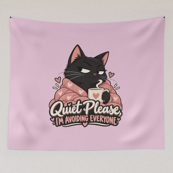 Item preview, Quiet Please I’m Avoiding Everyone – Funny Introvert Black Cat designed and sold by InspireHerTribe.