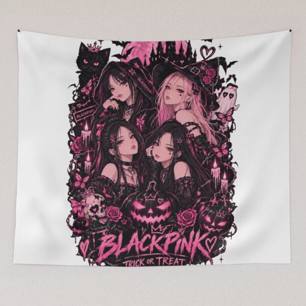 Item preview, Pink Halloween K-Pop Witch Girls – Gothic Anime Spooky Night designed and sold by storeAC.