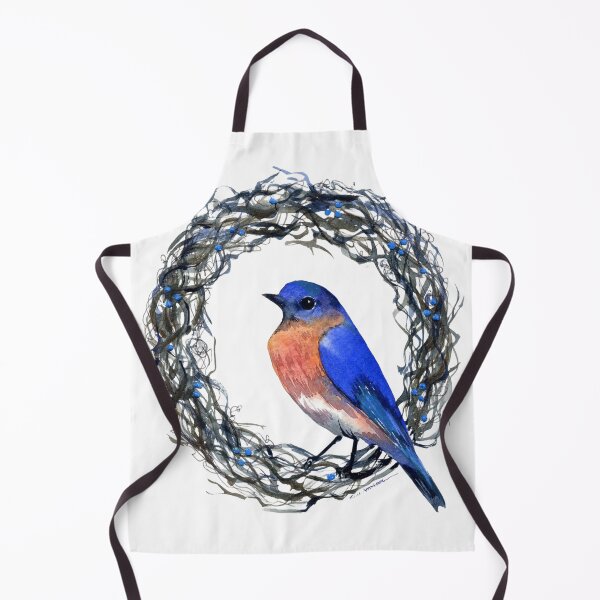 Item preview, Blue bird on grape wreath, original watercolor.  designed and sold by aswoa.