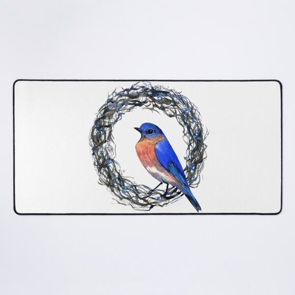 Item preview, Blue bird on grape wreath, original watercolor. designed and sold by aswoa.