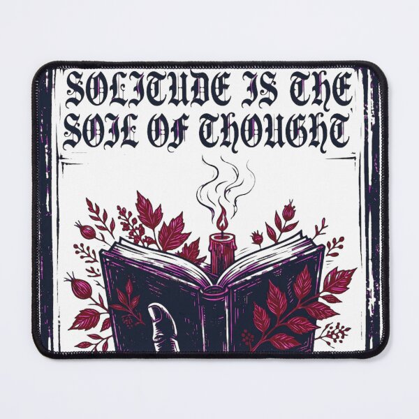 Item preview, SOLITUDE IS THE SOIL OF THOUGHT - Woodcut Linocut Book Candle Dark Academia designed and sold by Aisha Reda.