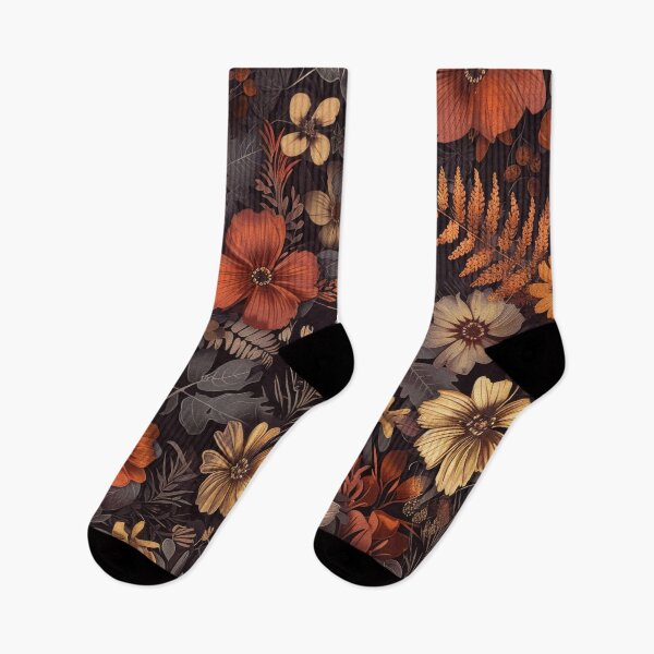 Item preview, Moody Autumn Wildflower Meadow Dark Vintage Botanical Pattern designed and sold by scicilysimonee.