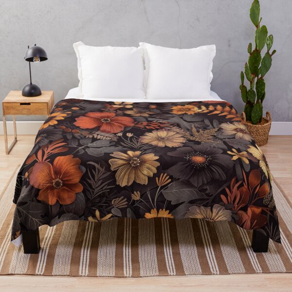 Item preview, Moody Autumn Wildflower Meadow Dark Vintage Botanical Pattern designed and sold by scicilysimonee.