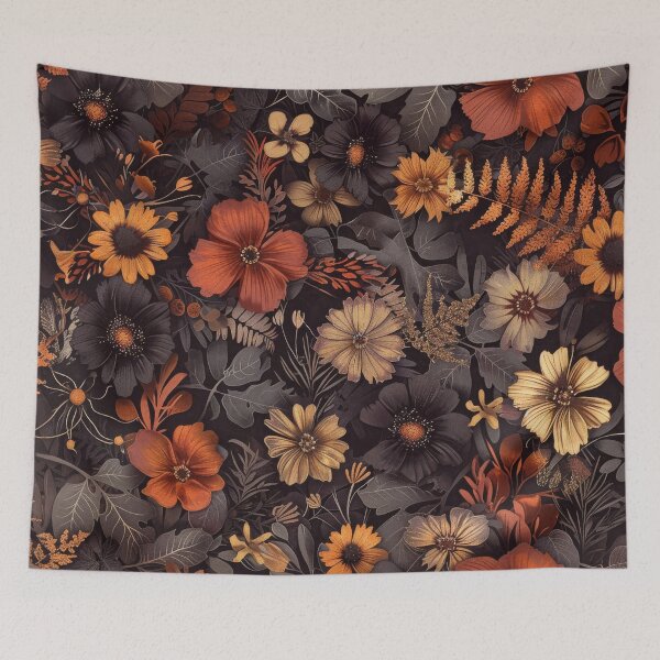 Item preview, Moody Autumn Wildflower Meadow Dark Vintage Botanical Pattern designed and sold by scicilysimonee.