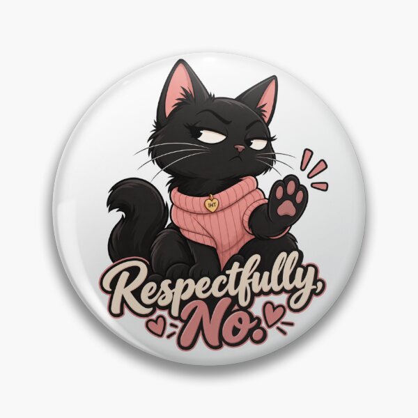 Item preview, Respectfully No – Funny Sassy Black Cat Introvert designed and sold by InspireHerTribe.