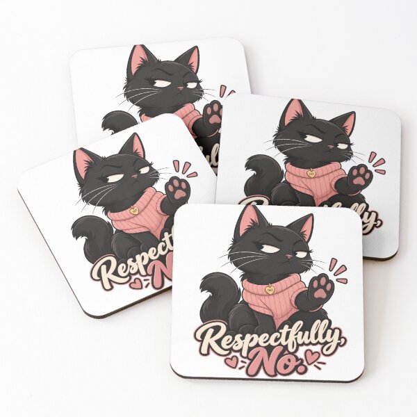 Item preview, Respectfully No – Funny Sassy Black Cat Introvert designed and sold by InspireHerTribe.
