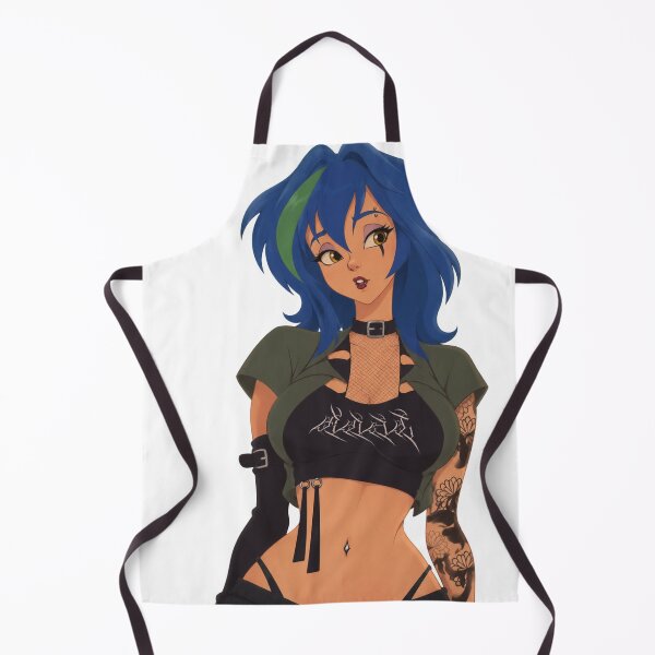 Item preview, Goth Blue Hair E-Girl Tattooed Waifu - Retro 90s Cartoon Style designed and sold by  Hollow Moon Studios..