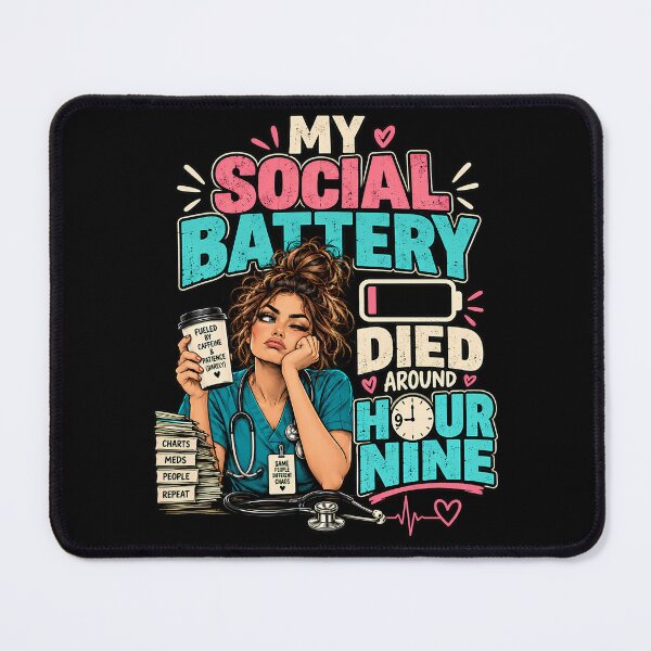 Item preview, Night Shift Nurse Social Battery Funny Nursing Design designed and sold by Fragy72.