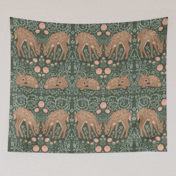 Item preview, Deer and Dahlias Pattern designed and sold by DreamyDiversion.