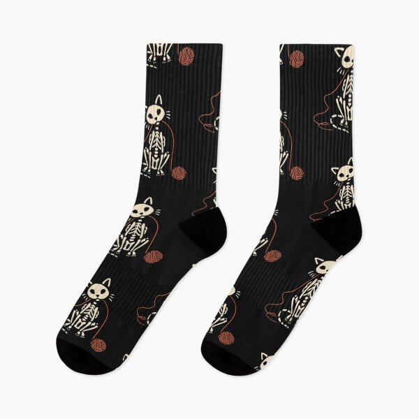 Item preview, Cute Skeleton Cat Playing with Yarn – Funny Halloween Cat Design designed and sold by anemiche.