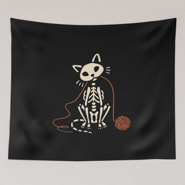 Item preview, Cute Skeleton Cat Playing with Yarn – Funny Halloween Cat Design designed and sold by anemiche.