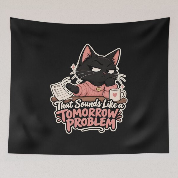 Item preview, That Sounds Like a Tomorrow Problem –  Black Cat designed and sold by InspireHerTribe.