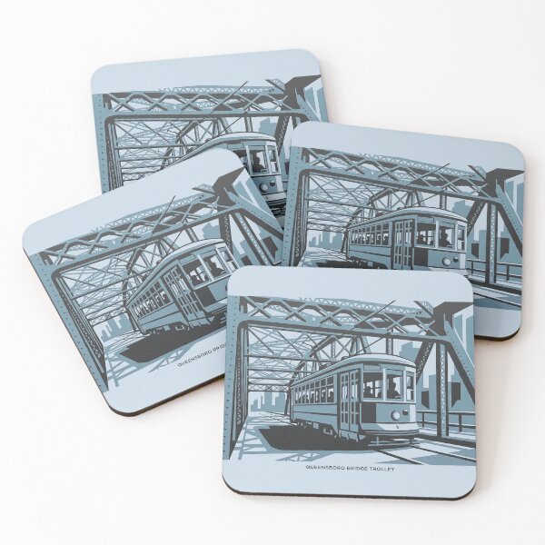 Item preview, Queensboro Bridge Trolley Vintage NYC Transit Steel Blue Graphic designed and sold by KiwiRider.