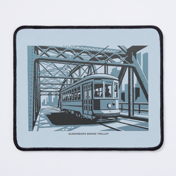 Item preview, Queensboro Bridge Trolley Vintage NYC Transit Steel Blue Graphic designed and sold by KiwiRider.