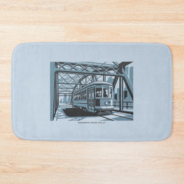 Item preview, Queensboro Bridge Trolley Vintage NYC Transit Steel Blue Graphic designed and sold by KiwiRider.