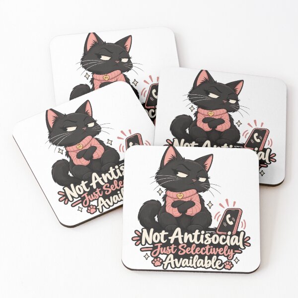 Item preview, Not Antisocial Just Selectively Available – Funny Black Cat Introvert designed and sold by InspireHerTribe.