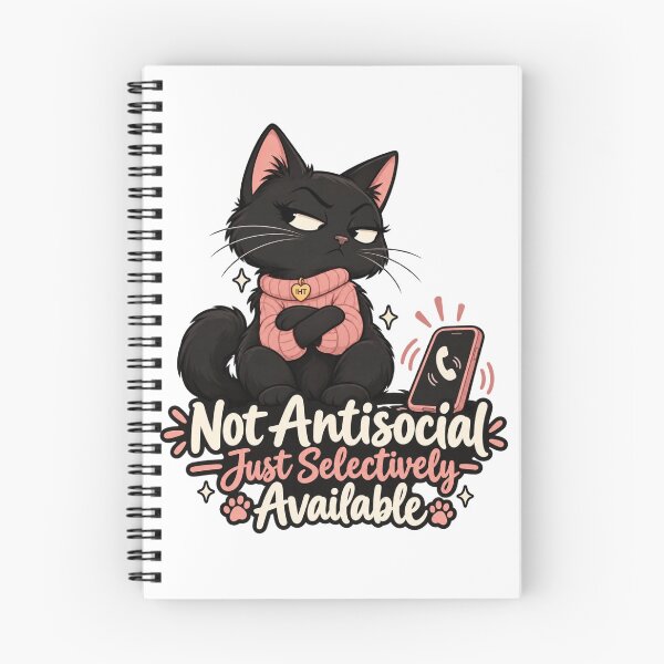 Item preview, Not Antisocial Just Selectively Available – Funny Black Cat Introvert designed and sold by InspireHerTribe.