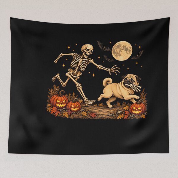 Item preview, Halloween Pug Dog Funny Skeleton Spooky designed and sold by LASTIQUE-dd.
