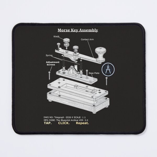 Item preview, Vintage Telegraph Key Anatomy - Morse Code Patent Sketch designed and sold by The Blueprint Archive.