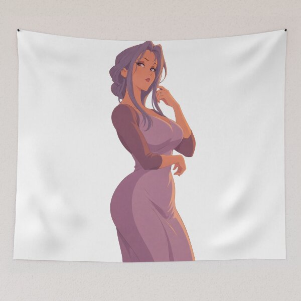 Item preview, Elegant Purple Dress Anime Girl - Retro 90s Cartoon Style designed and sold by  Hollow Moon Studios..