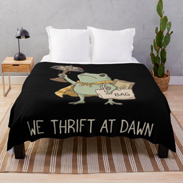 Item preview, We Thrift At Dawn - Frog - Thrifting - Vintage Lamp - Tote Bag designed and sold by ElizaErger.