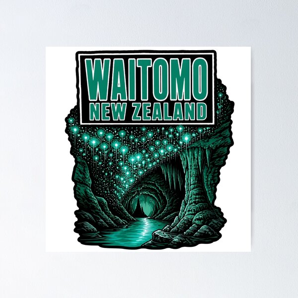 Item preview, Waitomo New Zealand Vintage Travel Tourism designed and sold by TravelersGems.