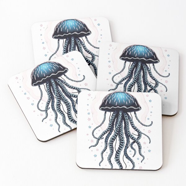 Item preview, Neon Jellyfish & Synthwave Patterns Tattoo Flash designed and sold by Qubivibe.