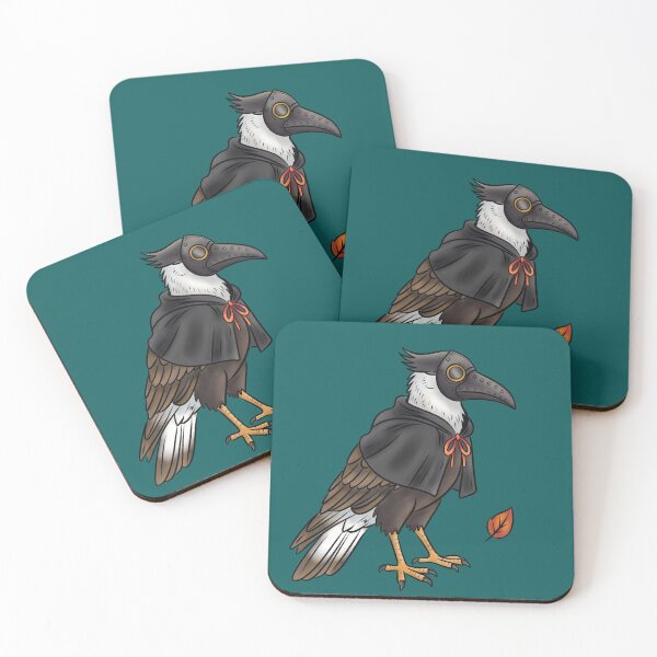Item preview, Crested Caracara in Plague Doctor Mask Sticker, Texas Wildlife Halloween Art designed and sold by Ink & Kind Studio.