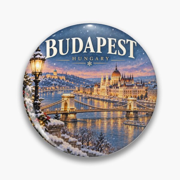 Item preview, Budapest Hungary Winter Cityscape Travel Art designed and sold by GusiaTreasures.