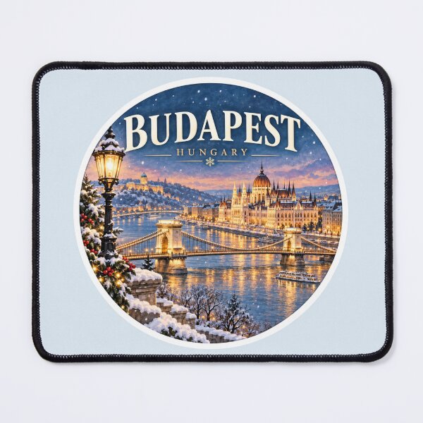 Item preview, Budapest Hungary Winter Cityscape Travel Art designed and sold by GusiaTreasures.