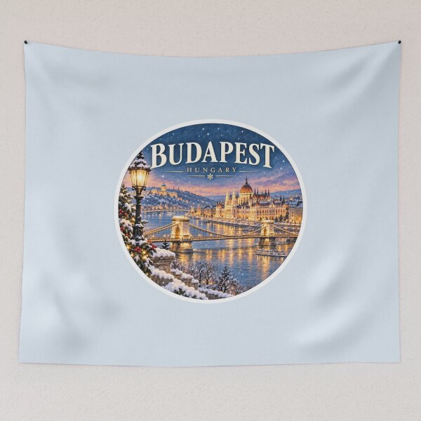 Artikelvorschau, Winterliche Stadtansicht von Budapest, Ungarn – Reisekunst entworfen und verkauft von GusiaTreasures.