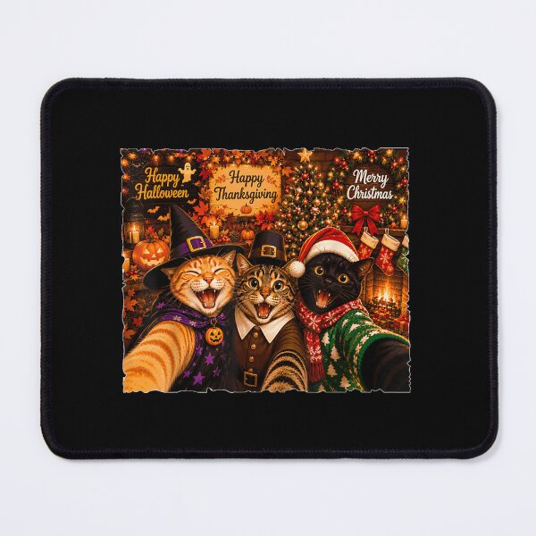 Item preview, Hallothanksmas Cat Selfie Halloween Thanksgiving Christmas  designed and sold by Phil Ben.