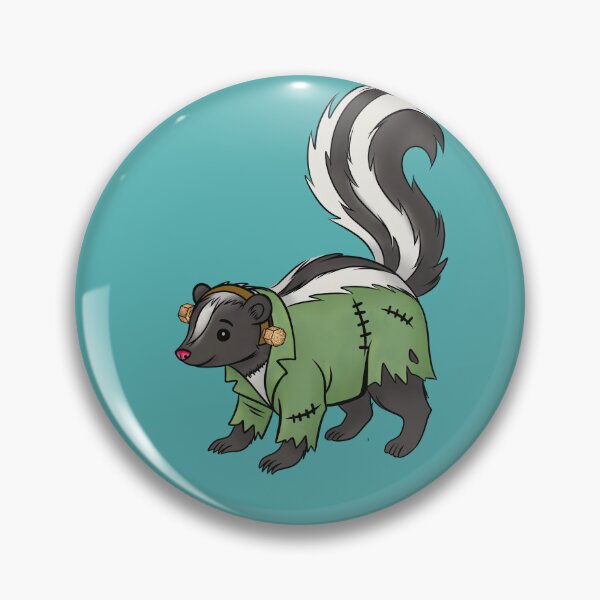Item preview, Skunk in Frankenstein Costume Sticker, Texas Wildlife Halloween Art designed and sold by Ink & Kind Studio.