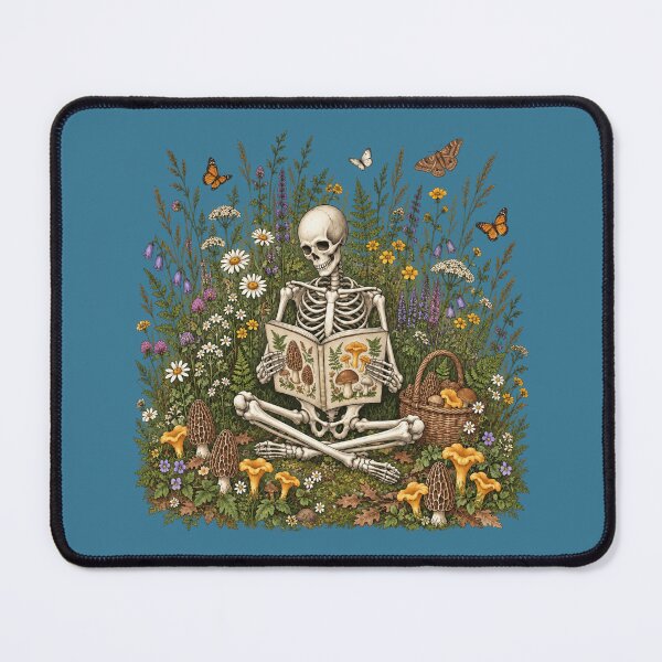 Item preview, Skeleton Reader for Mushroom Foragers designed and sold by POD DYNASTY | Original Print On Demand T-Shirt Graphics.
