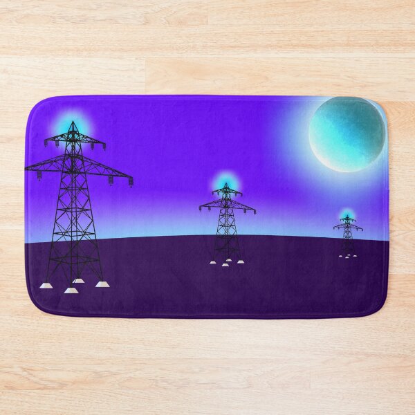Item preview, Surreal Cyberpunk Electricity Pylons Alien World Landscape designed and sold by ArtisticJump.