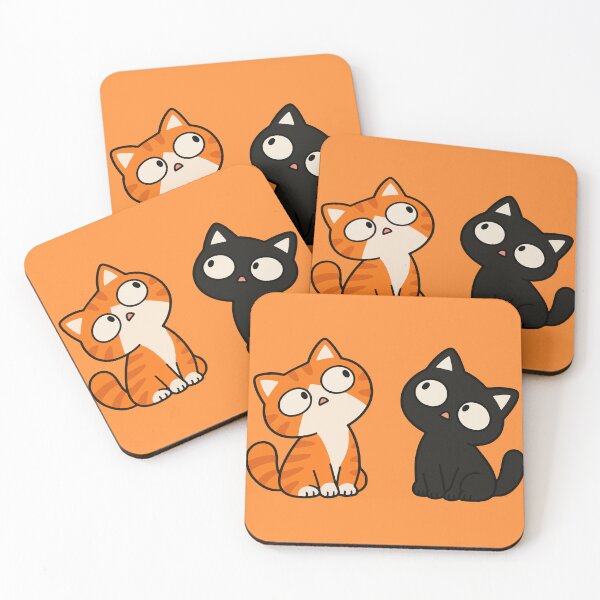 Item preview, Two Curious Cats Orange Tabby and Black Cat designed and sold by MewMade.