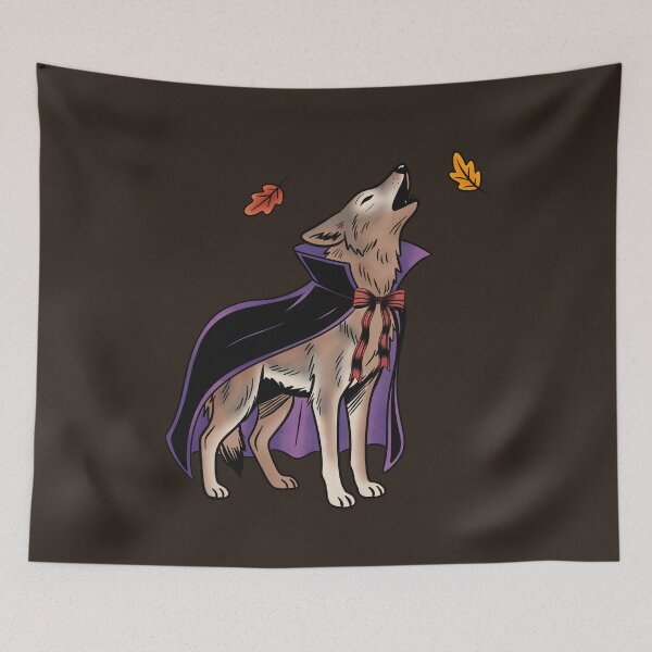 Item preview, Howling Coyote in Vampire Cape Sticker, Texas Wildlife Halloween Art designed and sold by Ink & Kind Studio.